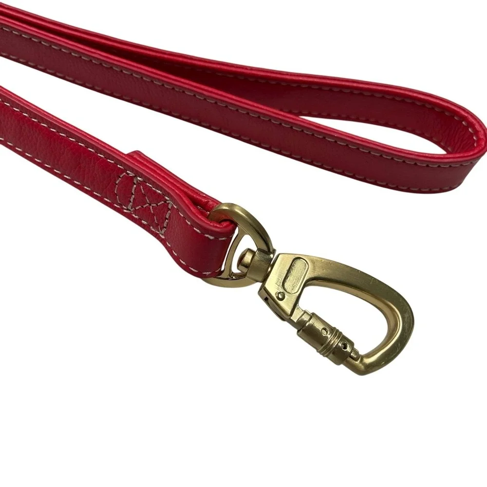 Lot of Dog Leash Harness London Fog Blue Gray Chevron + Dogness Red Faux Leather